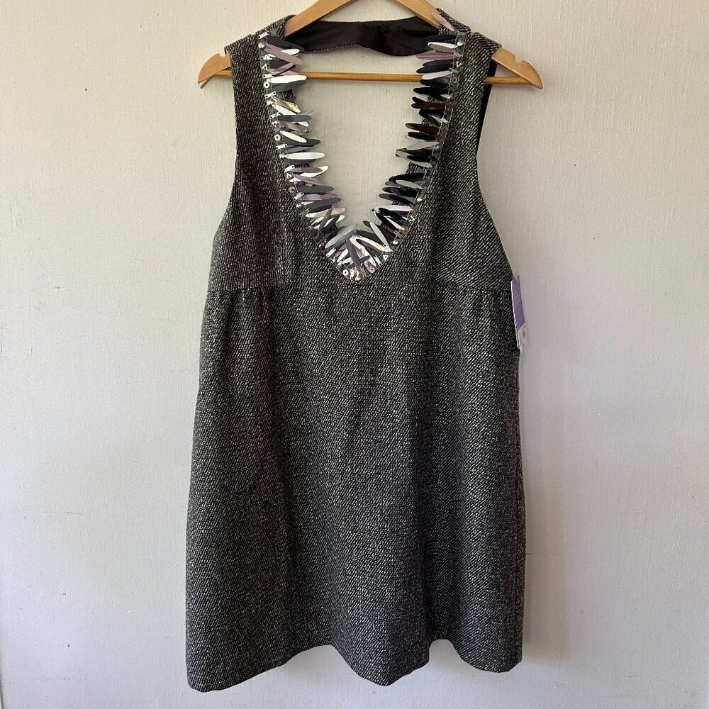 Anna Sui for Target Dress Womens Large Gray Embellished NWT Halter Rear Zip